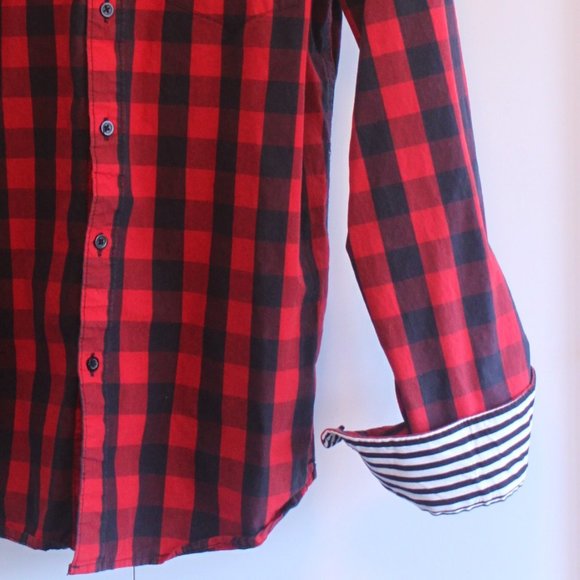 Ricky Singh Denim & Flowers Brushed Cotton Buffalo Plaid Button Down Shirt - Picture 12 of 14